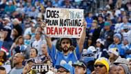 A Chargers fan protests the move to Los Angeles
